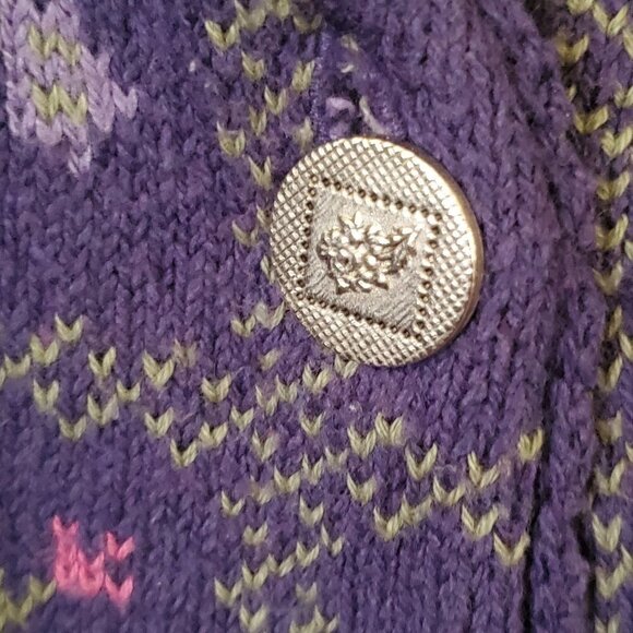 Northern Reflections Vintage Cotton Textured Botanical Cardigan Sweater Size S - Picture 4 of 6